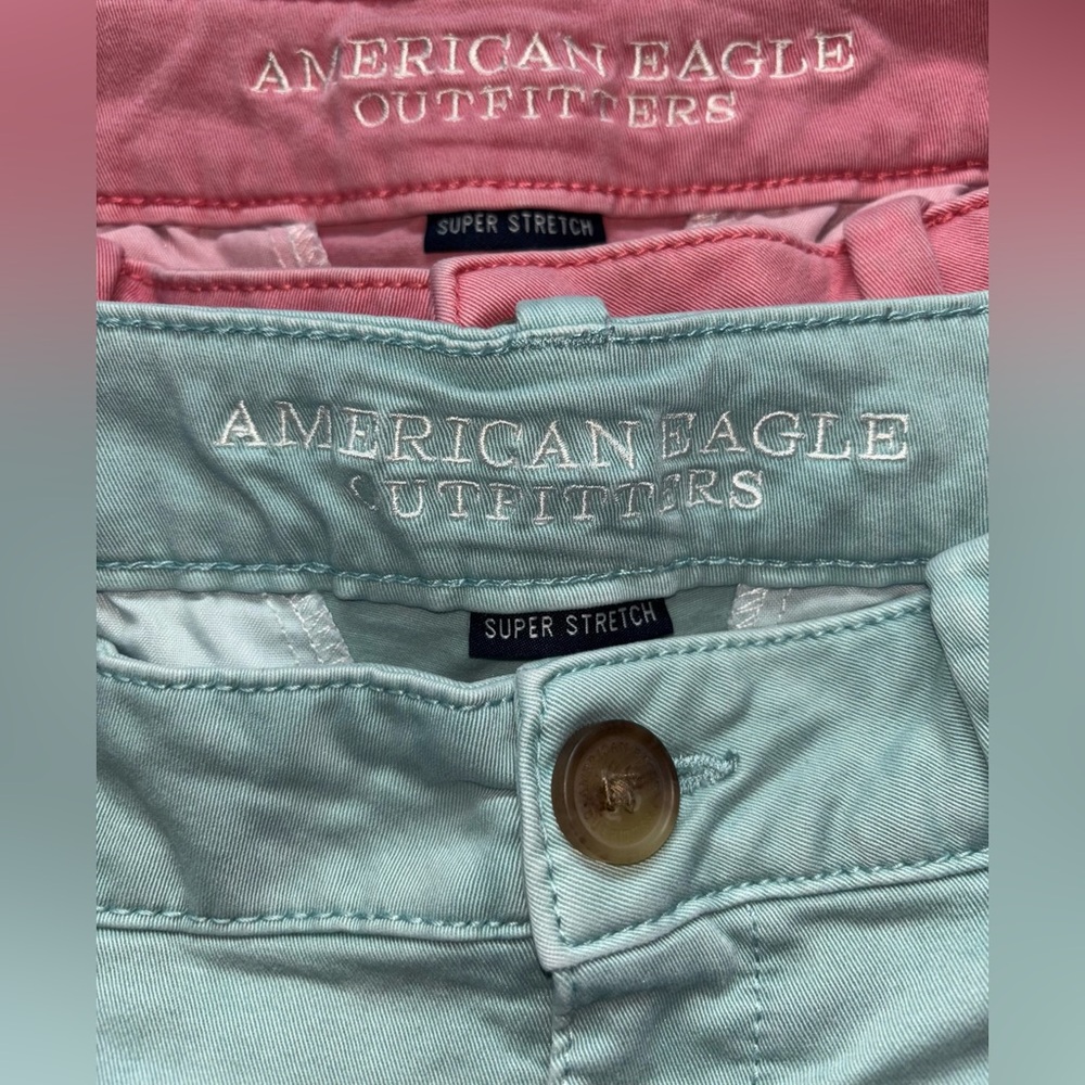 American Eagle Outfitters Super Stretch Midi Shorts Bundle Size 8, Pink & Teal - Picture 3 of 5